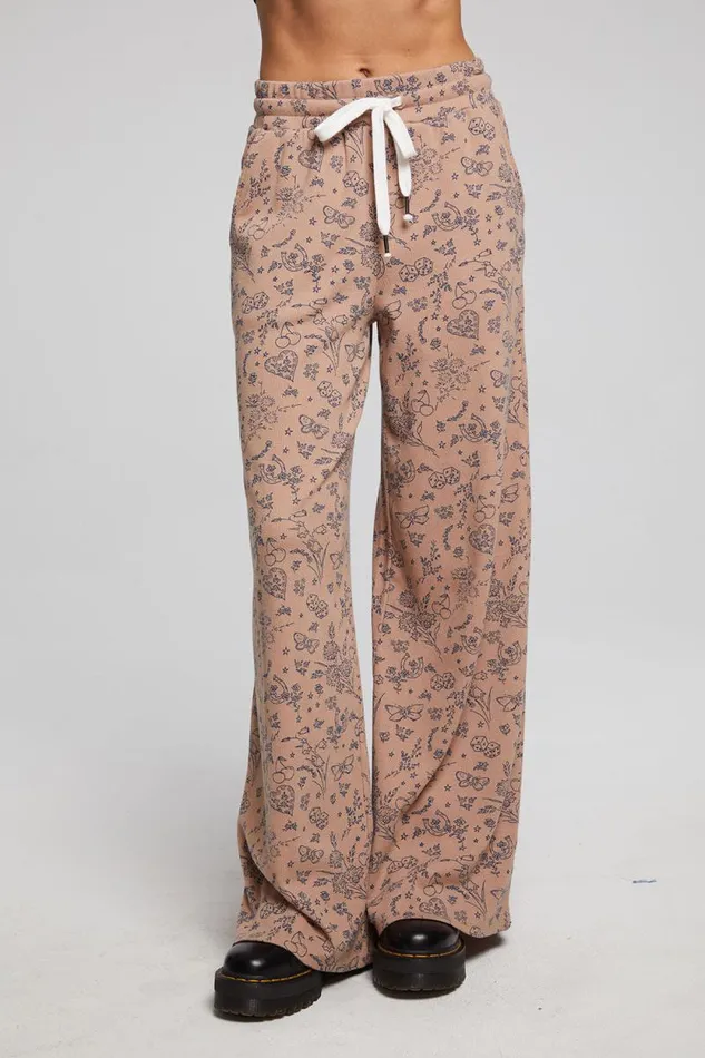 Womens Chaser Brand Bottoms Ditsy Print Joggers