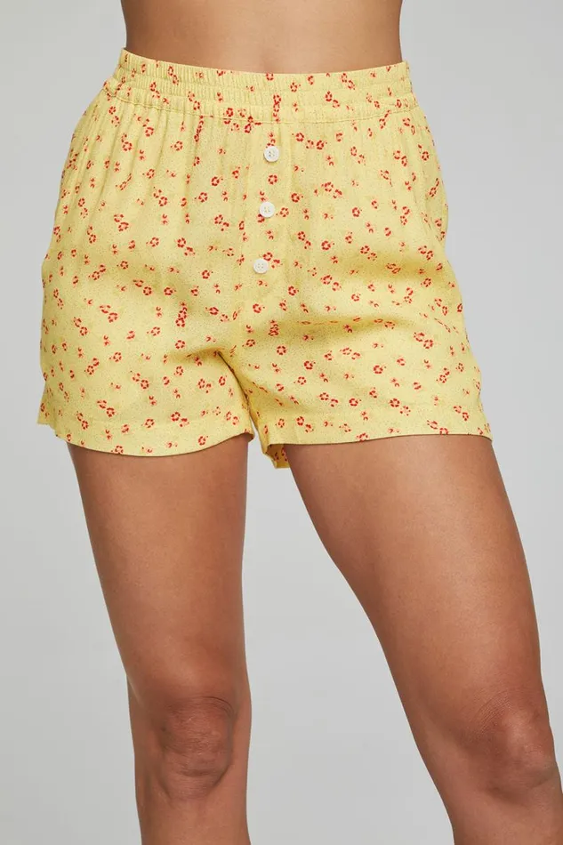 Womens Chaser Brand Bottoms Ollie Boxer Shorts 8211 Anise Flower Print