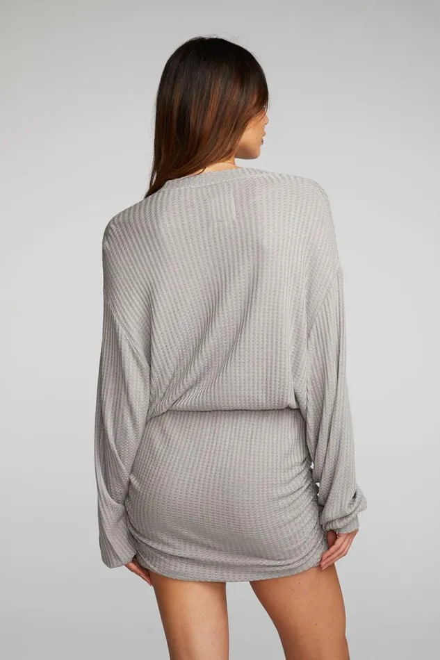 Womens Chaser Brand Dresses Thermal Waffle Mini Dress With Shirring