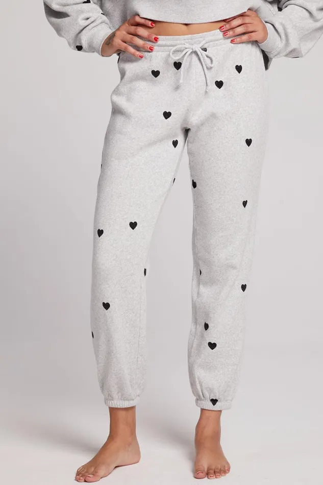 Womens Chaser Brand Loungewear Allover Velvet Hearts Pants