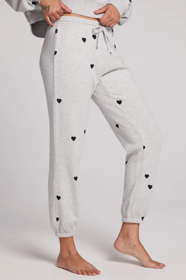 Womens Chaser Brand Loungewear Allover Velvet Hearts Pants