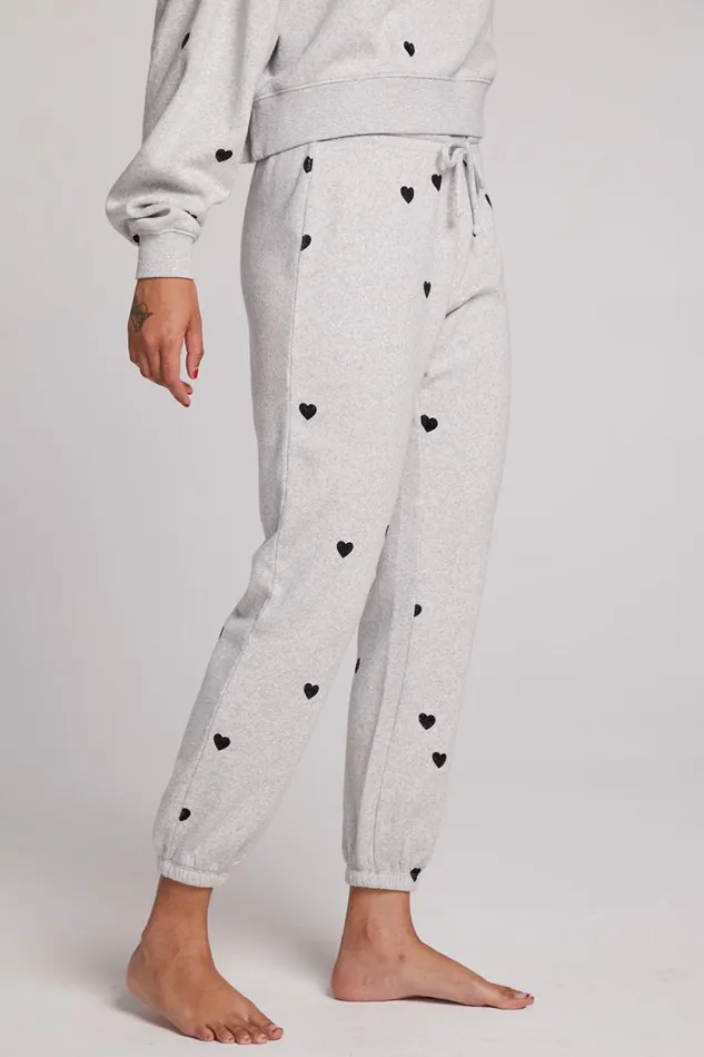 Womens Chaser Brand Loungewear Allover Velvet Hearts Pants