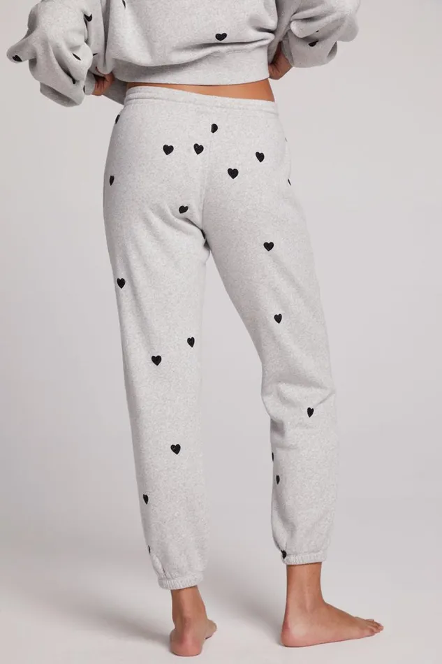 Womens Chaser Brand Loungewear Allover Velvet Hearts Pants