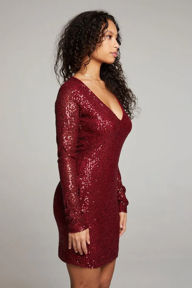 Womens Chaser Brand Loungewear Christine Blood Red Mini Dress
