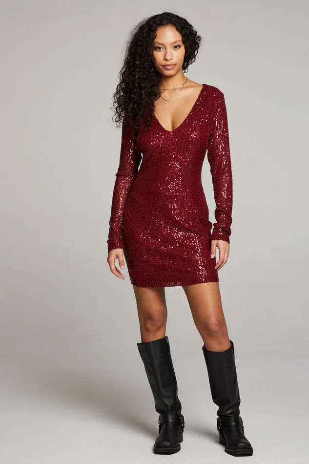 Womens Chaser Brand Loungewear Christine Blood Red Mini Dress