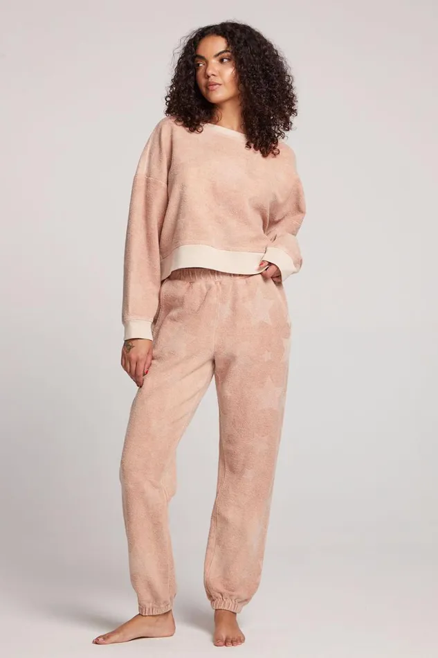 Womens Chaser Brand Loungewear Mission Pink Star Joggers