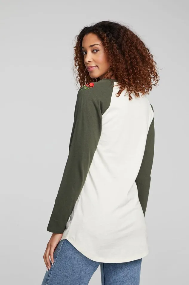 Womens Chaser Brand Loungewear Poppy Embroidery Football Long Sleeve