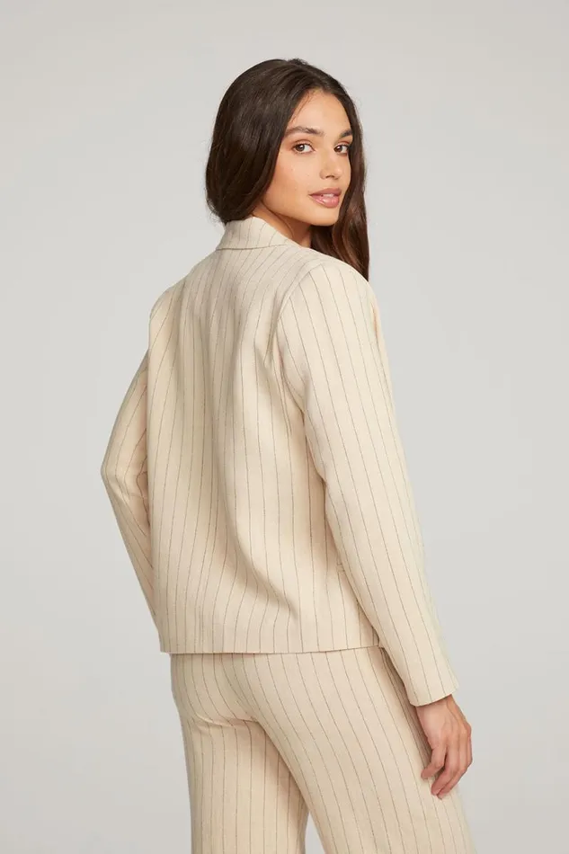 Womens Chaser Brand Loungewear Santanaa White Pinstripe Blazer