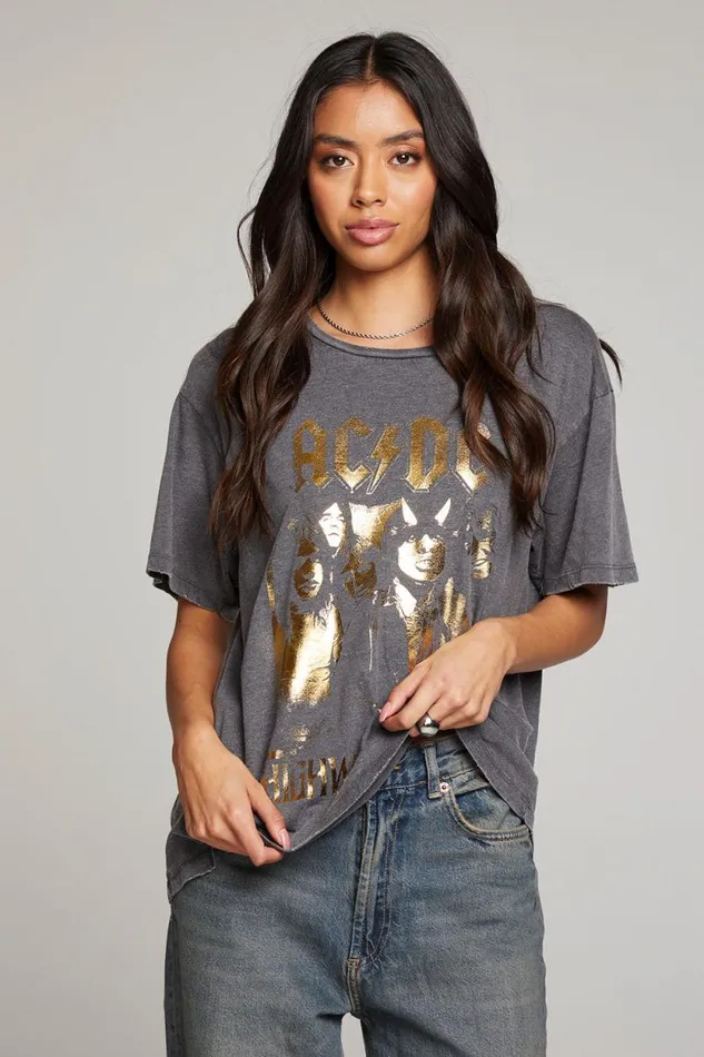 Womens Chaser Brand Tops ACDC Highway To Hell Tee