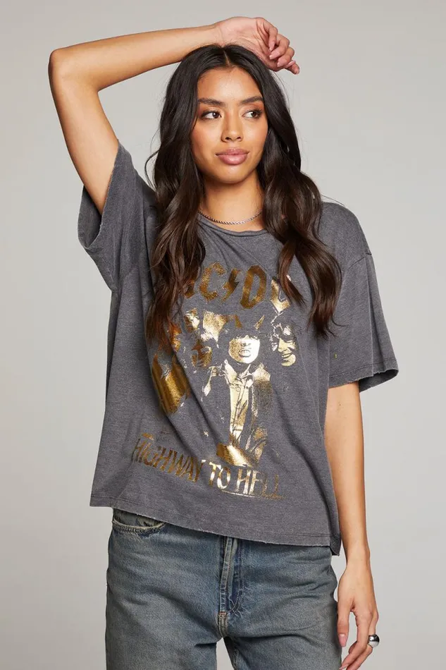 Womens Chaser Brand Tops ACDC Highway To Hell Tee