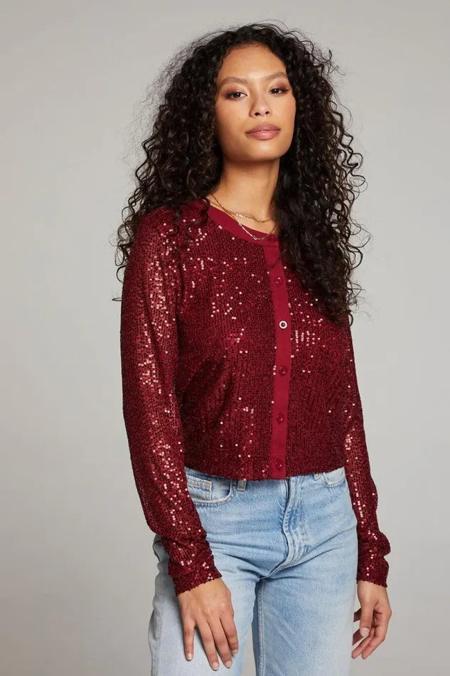 Womens Chaser Brand Tops Adam Blood Red Cardigan