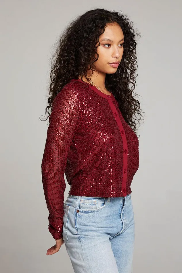 Womens Chaser Brand Tops Adam Blood Red Cardigan