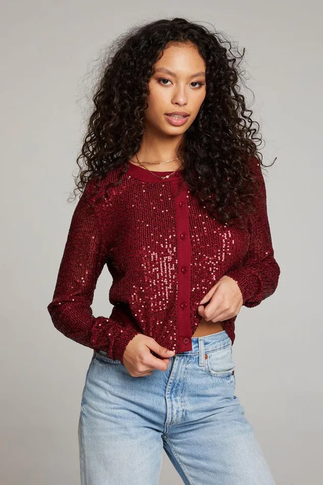 Womens Chaser Brand Tops Adam Blood Red Cardigan