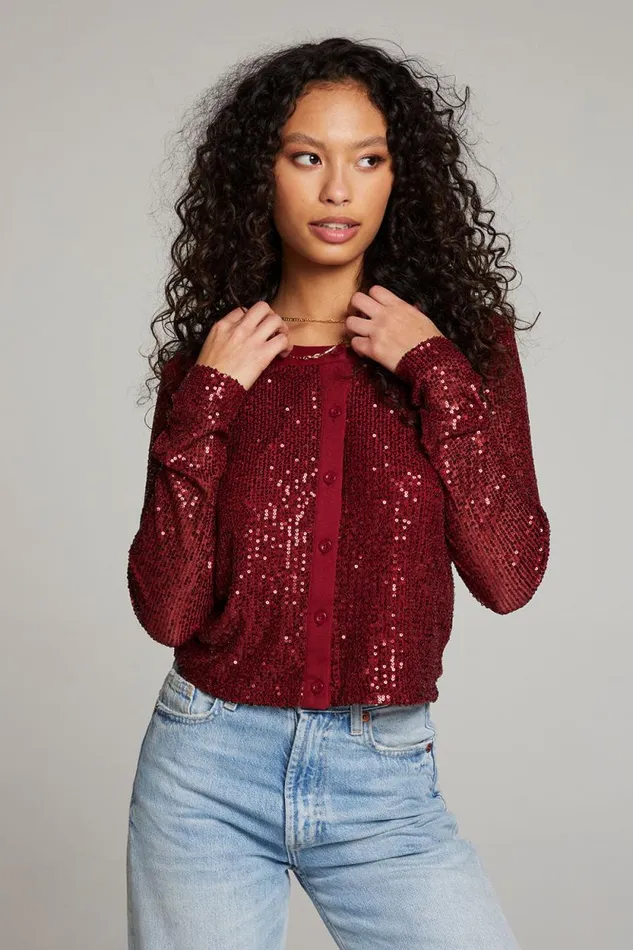 Womens Chaser Brand Tops Adam Blood Red Cardigan