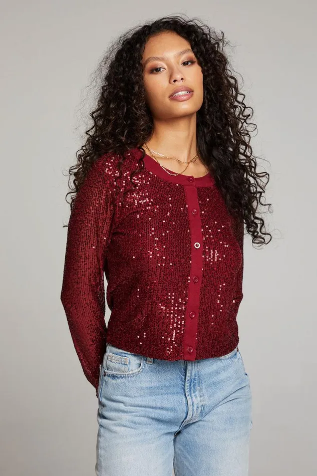 Womens Chaser Brand Tops Adam Blood Red Cardigan