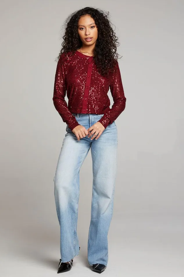 Womens Chaser Brand Tops Adam Blood Red Cardigan