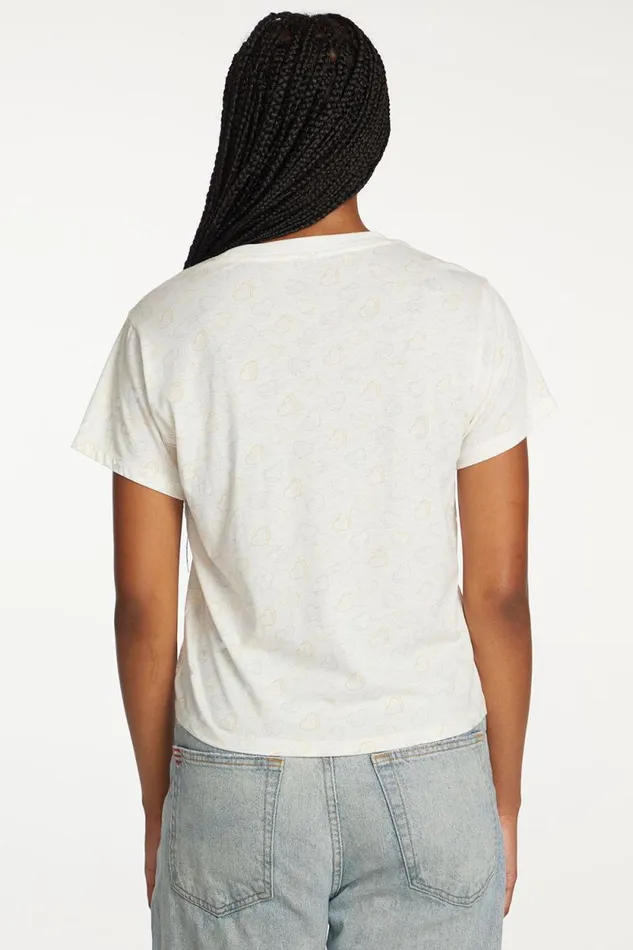 Womens Chaser Brand Tops Allover Valentine Crewneck Tee