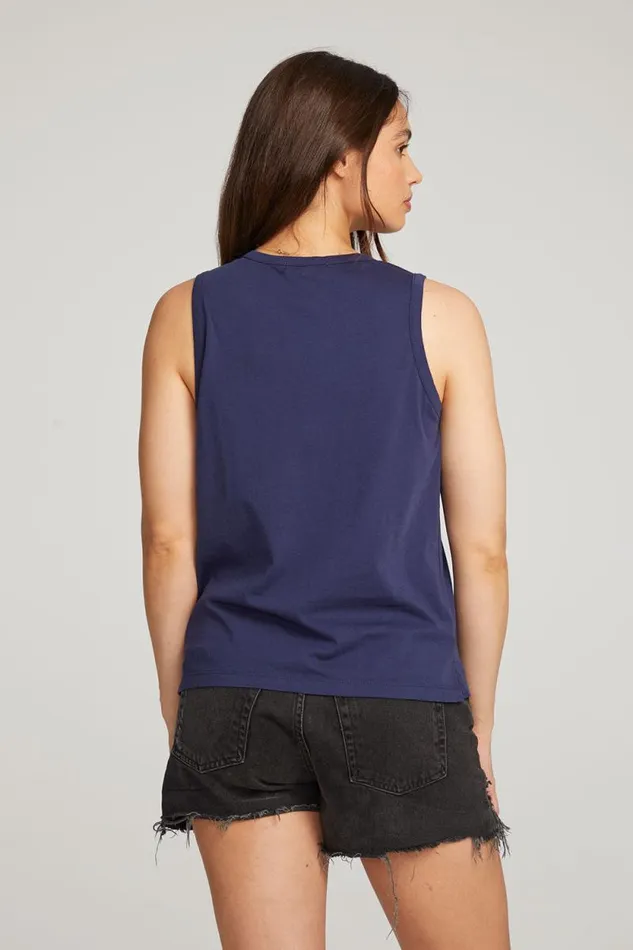 Womens Chaser Brand Tops Basic Sapphire Slit Tank