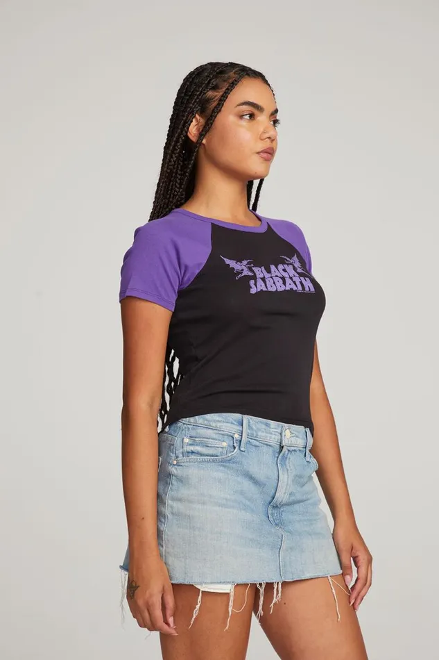 Womens Chaser Brand Tops Black Sabbath Henry Logo Tee