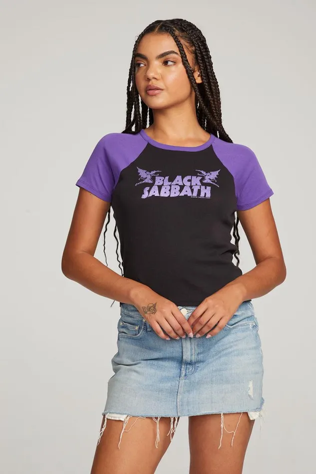 Womens Chaser Brand Tops Black Sabbath Henry Logo Tee