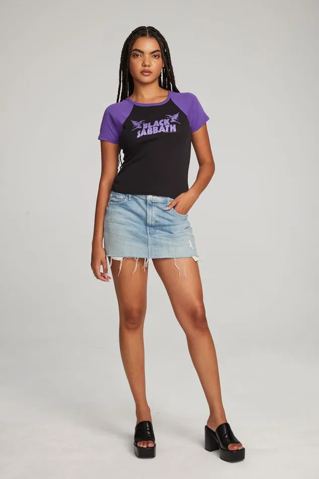Womens Chaser Brand Tops Black Sabbath Henry Logo Tee