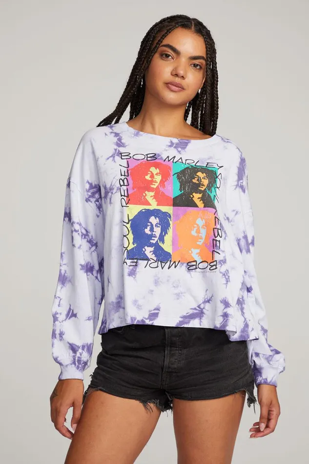 Womens Chaser Brand Tops Bob Marley Soul Rebel Long Sleeve Tee