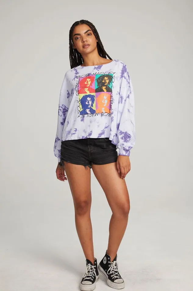 Womens Chaser Brand Tops Bob Marley Soul Rebel Long Sleeve Tee