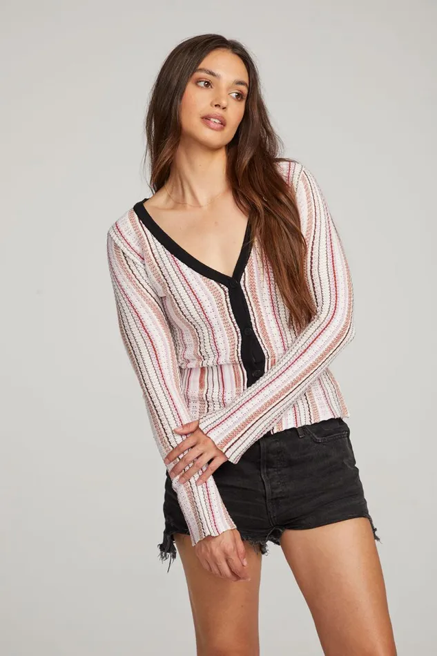 Womens Chaser Brand Tops Carmela Canyon Stripe Cardigan