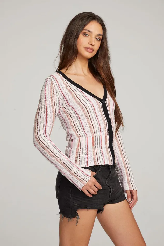 Womens Chaser Brand Tops Carmela Canyon Stripe Cardigan
