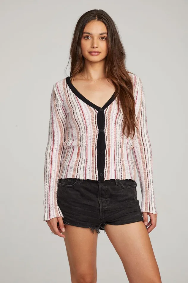 Womens Chaser Brand Tops Carmela Canyon Stripe Cardigan