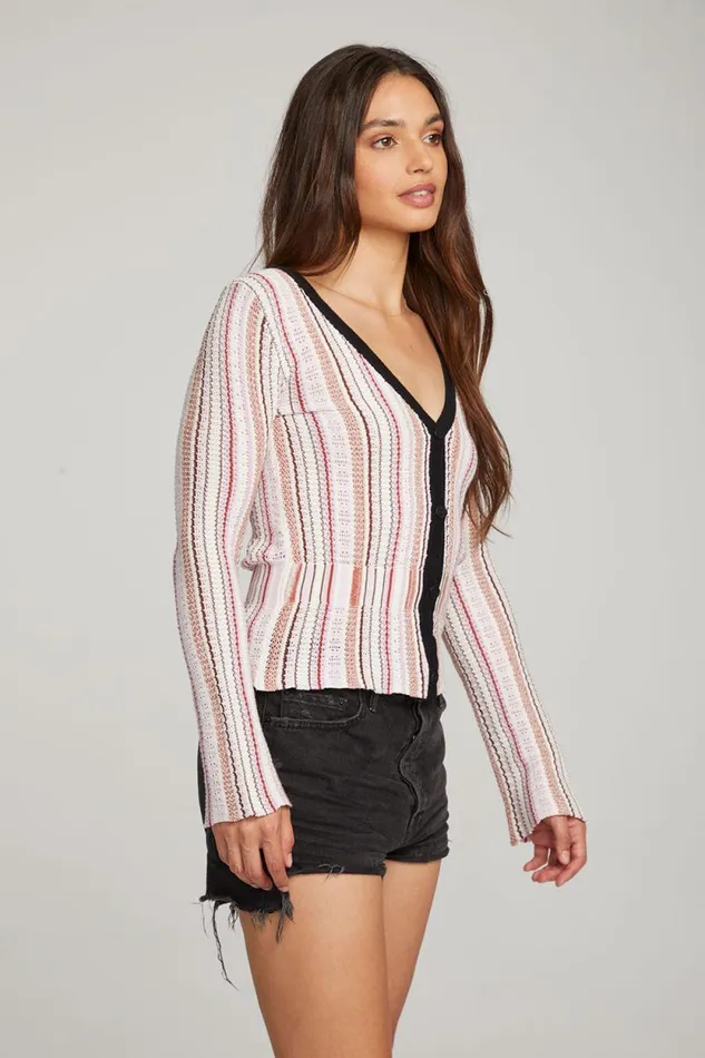 Womens Chaser Brand Tops Carmela Canyon Stripe Cardigan