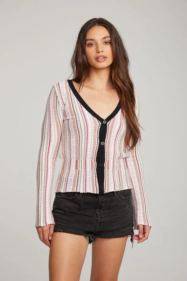 Womens Chaser Brand Tops Carmela Canyon Stripe Cardigan