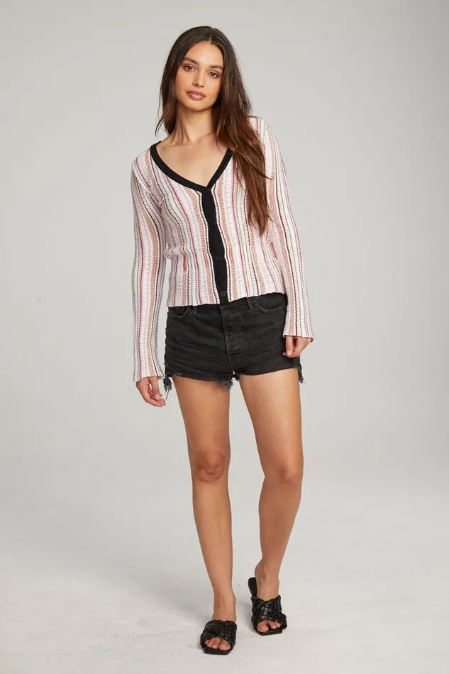 Womens Chaser Brand Tops Carmela Canyon Stripe Cardigan
