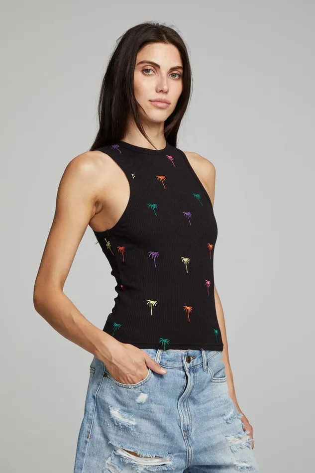 Womens Chaser Brand Tops Carnaby Tank Top Palm Print
