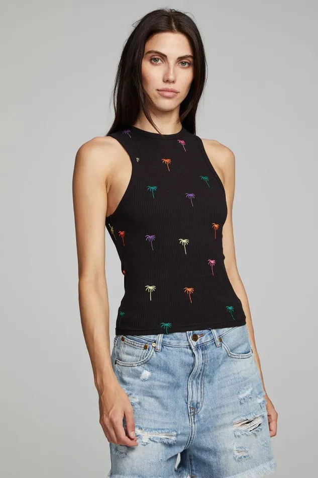 Womens Chaser Brand Tops Carnaby Tank Top Palm Print