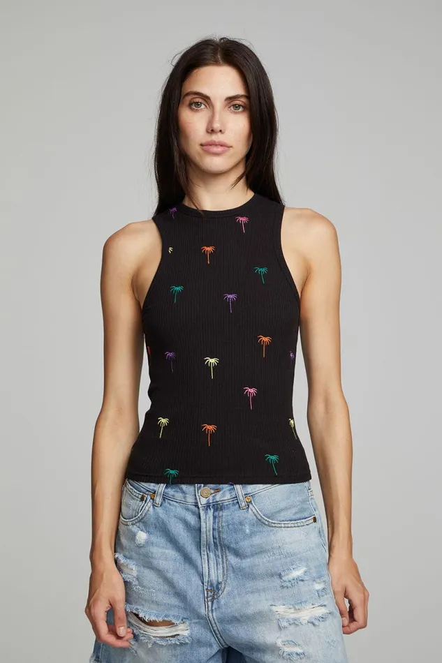 Womens Chaser Brand Tops Carnaby Tank Top Palm Print