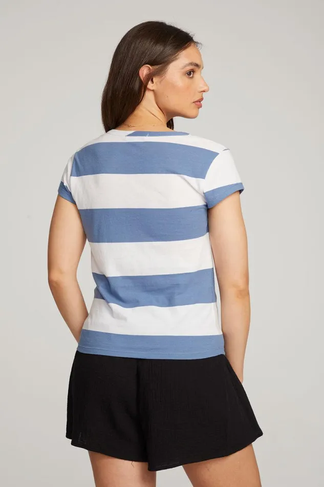 Womens Chaser Brand Tops Chandler Vintage Blue Stripe Tee