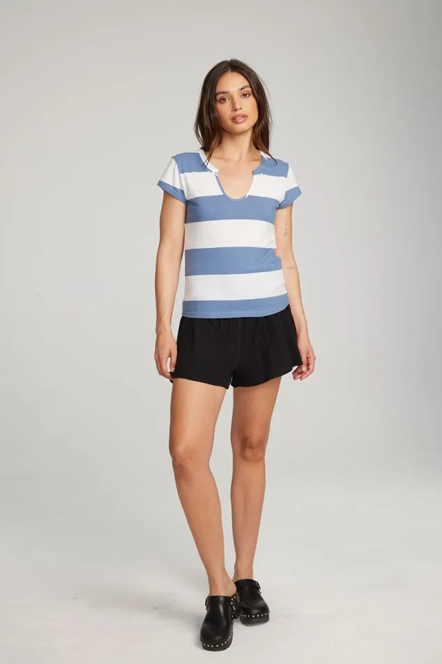 Womens Chaser Brand Tops Chandler Vintage Blue Stripe Tee