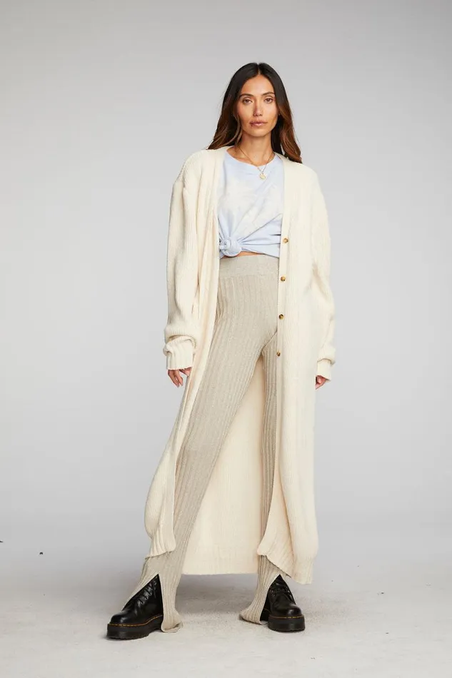 Womens Chaser Brand Tops Chenille Sweater Knit Button Down Long Cardigan
