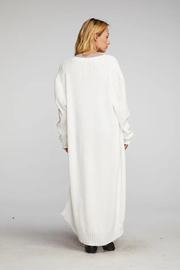 Womens Chaser Brand Tops Chenille Sweater Knit Button Down Long Cardigan