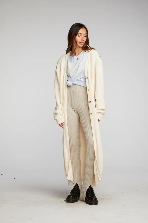 Womens Chaser Brand Tops Chenille Sweater Knit Button Down Long Cardigan