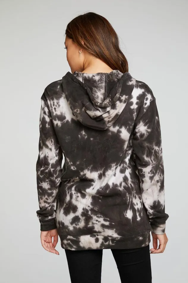 Womens Chaser Brand Tops Cotton Fleece Long Sleeve Zip Up Tunic Length Hoodie