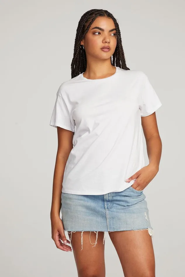 Womens Chaser Brand Tops Everyday Essential White Crew Neck Tee
