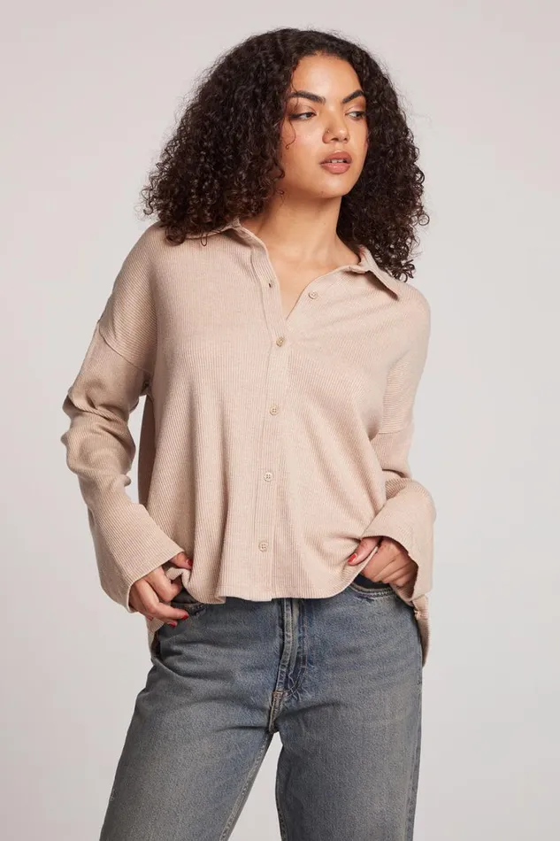 Womens Chaser Brand Tops Fenna Toasted Coconut Button Down