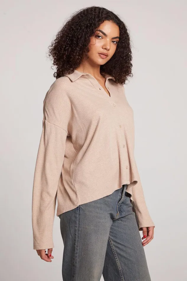 Womens Chaser Brand Tops Fenna Toasted Coconut Button Down
