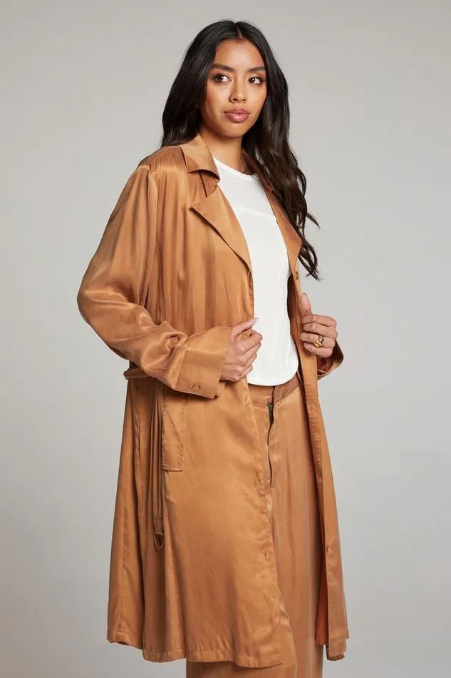 Womens Chaser Brand Tops Ford Toffee Trench Coat