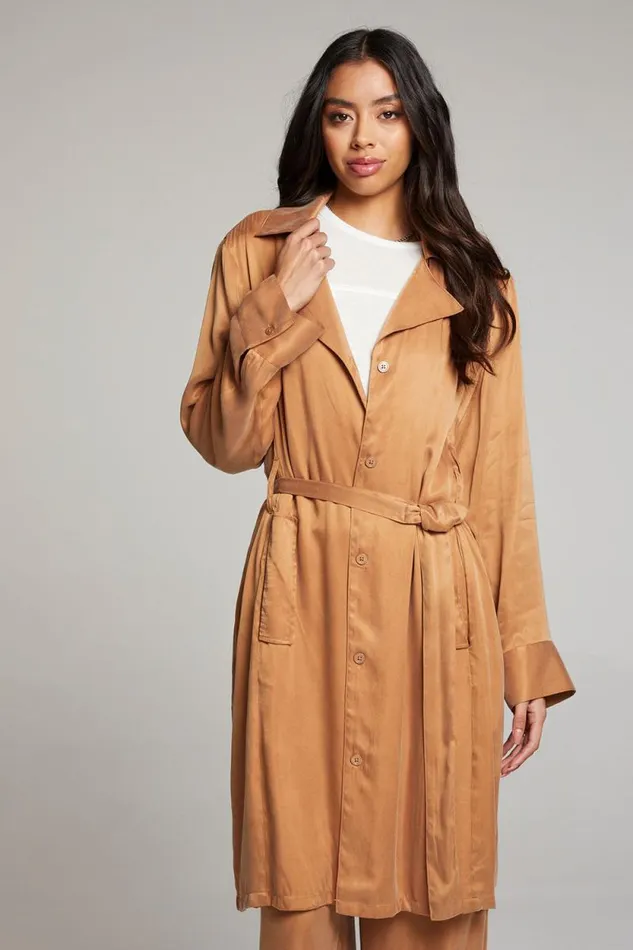 Womens Chaser Brand Tops Ford Toffee Trench Coat