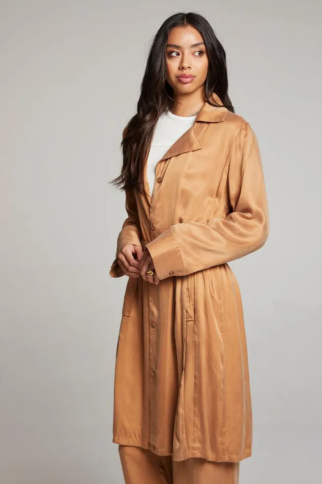 Womens Chaser Brand Tops Ford Toffee Trench Coat