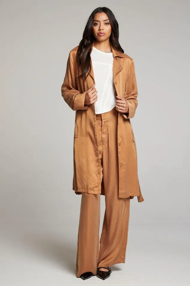 Womens Chaser Brand Tops Ford Toffee Trench Coat