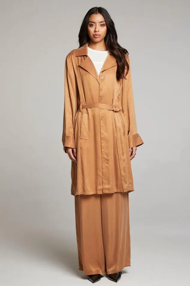 Womens Chaser Brand Tops Ford Toffee Trench Coat